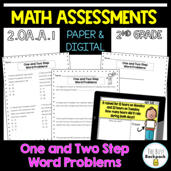 Preview of 2nd Grade Math One and Two Step Word Problems Assessment 2.OA.A.1