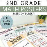 2nd Grade Math Posters BOHO Bundle - FULL YEAR - Based on Eureka