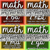 2nd Grade Math Pre and Post Test Assessments - Digital and Print