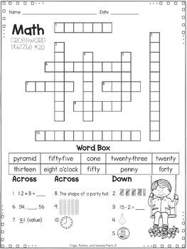 2nd Grade Math Crossword Puzzles - September by Frogs ...