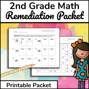 Preview of 2nd Grade Math Remediation Packet