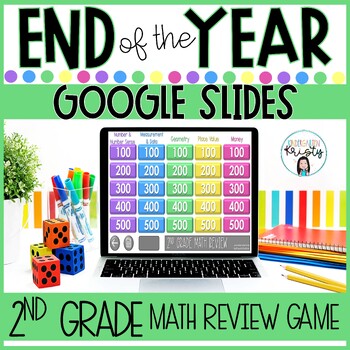 Preview of End of the Year 2nd Grade Math Review GOOGLE SLIDES Game