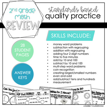 Preview of 2nd Grade Math Review Bundle