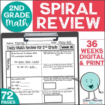 Preview of 2nd Grade Daily Math Spiral Review Math Warm Ups Second Grade Morning Work