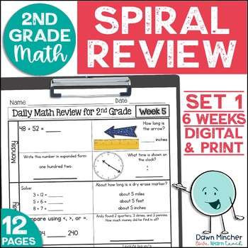 Preview of 2nd Grade Math: Daily Spiral Review, Warm-Ups, Homework Packets Second Grade #1