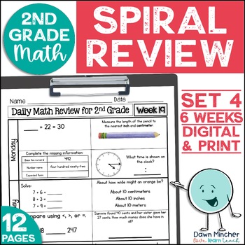 Preview of 2nd Grade Math Review Daily Spiral Morning Work Warm Ups Print & Google Set 4