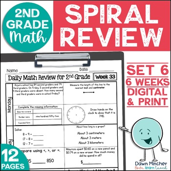 Preview of 2nd Grade Math Review Daily Spiral Morning Work Warm Ups Print & Google Set 6