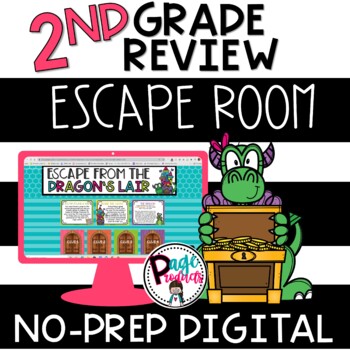 Preview of 2nd Grade Math Review Dragon's Lair Escape Room