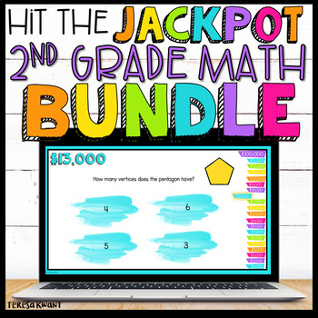 Preview of 2nd Grade Math Review Game Show Bundle Google Slides | Distance Learning