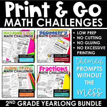 Preview of 2nd Grade Math Review | Math Centers | Math Test Prep Printables BUNDLE