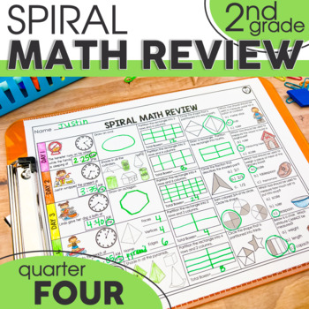 Preview of 2nd Grade Math Review | Morning Work | Math Worksheets | Quarter Four