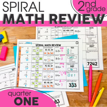 Preview of 2nd Grade Math Review | Morning Work | Math Worksheets | Quarter One
