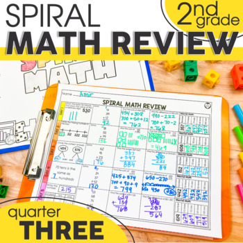 Preview of 2nd Grade Math Review | Morning Work | Math Worksheets | Quarter Three