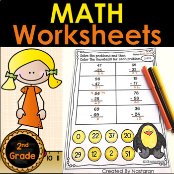 Preview of 2nd Grade Math Review Packet  -  2nd Grade End Of The Year Math Review - Summer 