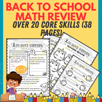 Preview of 3rd grade Math Review Back to School - First week of School activities