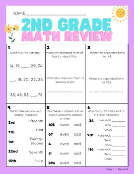 Preview of End of Year 2nd Grade Math Review