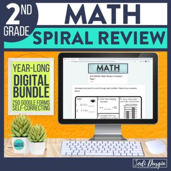 Preview of 2nd Grade Math Review Spiral Homework Self-Correcting Full Year Test Prep