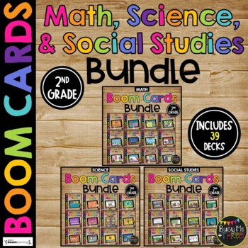 Preview of Digital Resources 2nd Grade Math | Science | Social Studies Boom Cards™ BUNDLE