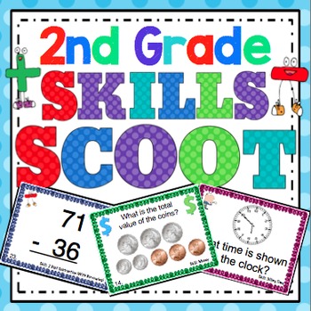 Preview of 2nd Grade Math Skills Scoot Mega Bundle