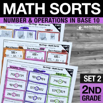 Preview of Math Interactive Notebook 2nd Grade Place Value, Fluently Add & Subtract Sorts