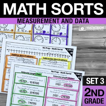 Preview of Math Interactive Notebook 2nd Grade Measurement and Data Math Sorting Activities