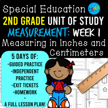 Preview of 2nd Grade Math Special Education: Measuring Objects in Inches and Centimeters