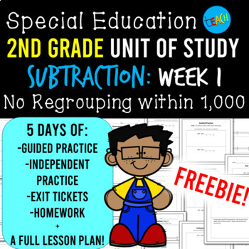 Preview of 2nd Grade Math, Special Education: Subtraction within 1,000 without Regrouping