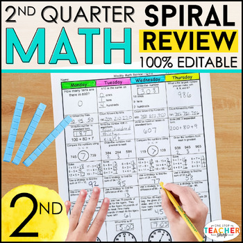 Preview of 2nd Grade Math Spiral Review | 2nd Grade Math Homework | 2nd QUARTER