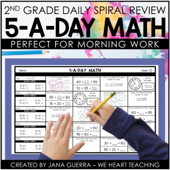 Preview of 2nd Grade Math Spiral Review | Back to School Math Morning Work Homework