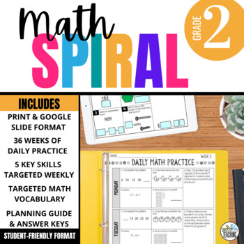 Preview of 2nd Grade Math Spiral Review: Daily Morning Work Warm Ups | Skill Review Mastery