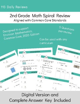 Preview of 2nd Grade Math Spiral Review, Envision Mathematics & Common Core