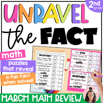 Preview of 2nd Grade Math Spiral Review MARCH - 2nd Grade Math Worksheets Reveals Fun Facts