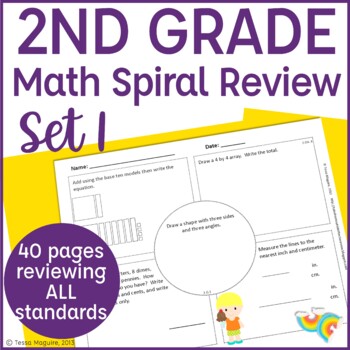 Preview of 2nd Grade Math Spiral Review | Morning Work | Homework | Set 1