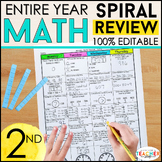 2nd Grade Math Spiral Review - Morning Work, Math Homework, or Warm Ups BUNDLE