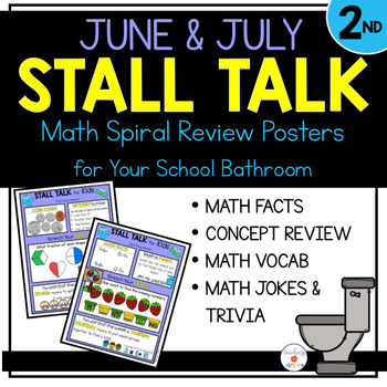 Preview of 2nd Grade Math Spiral Review Posters- June & July Stall Talk