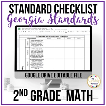 Preview of 2nd Grade Math Standards Checklist - Georgia Standards of Excellence