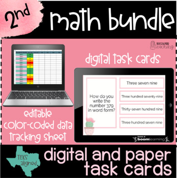 Preview of Boom Cards™ Distance Learning | 2nd Grade Math BUNDLE Digital Task Cards