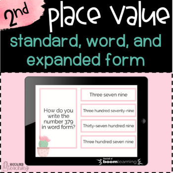 Preview of Boom Cards™ Distance Learning | 2nd Grade Math Number Forms Digital Task Cards
