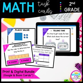 Preview of 2nd Grade Math Task Card Bundle Standards Based Center Games & Activities