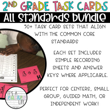 Preview of 2nd Grade Math Task Cards | ALL Standards GROWING Bundle!