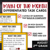 2nd Grade Math Task Cards Differentiated August Math Spira