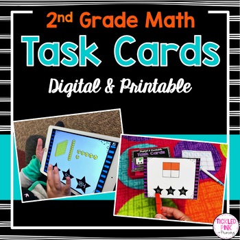 Preview of 2nd Grade Task Cards for Math Centers (Digital & Printable)