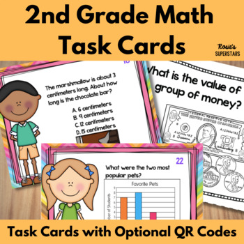 Preview of 2nd Grade Math Review Task Cards