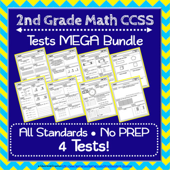 Preview of 2nd Grade Math Tests ★ Common-Core Aligned Assessments ★ Mega Bundle