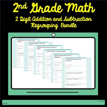 Preview of 2nd Grade Math Two Digit Addition and Subtraction Google Form Assessment Bundle