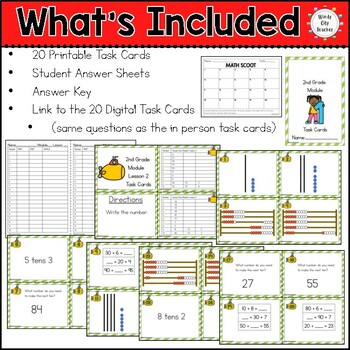 2nd Grade Math Version 1 Task Cards Module 1 Lesson 2 - Print & Digital