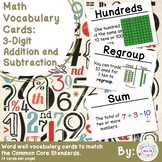 2nd Grade Math Vocabulary Cards: 3-Digit Addition and Subtraction