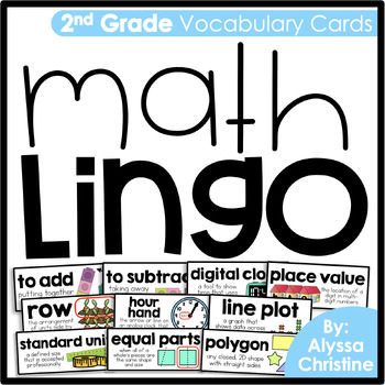 Preview of 2nd Grade Math Vocabulary Word Wall Cards