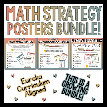 Preview of 2nd Grade Math Vocabulary and Strategy Posters