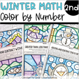 2nd Grade Math Winter Activities Color by Number